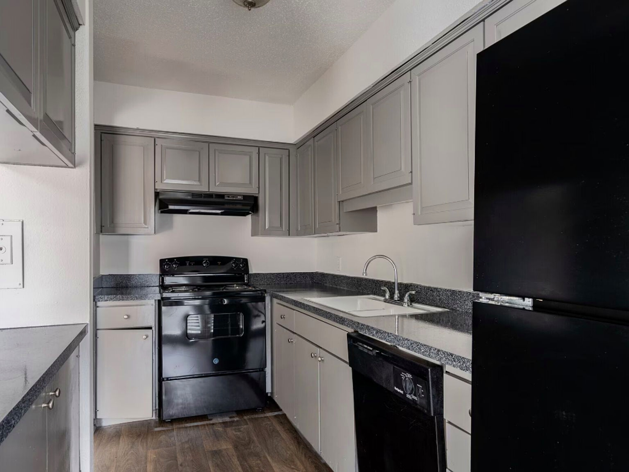 Kitchen interior with gray cabinetry