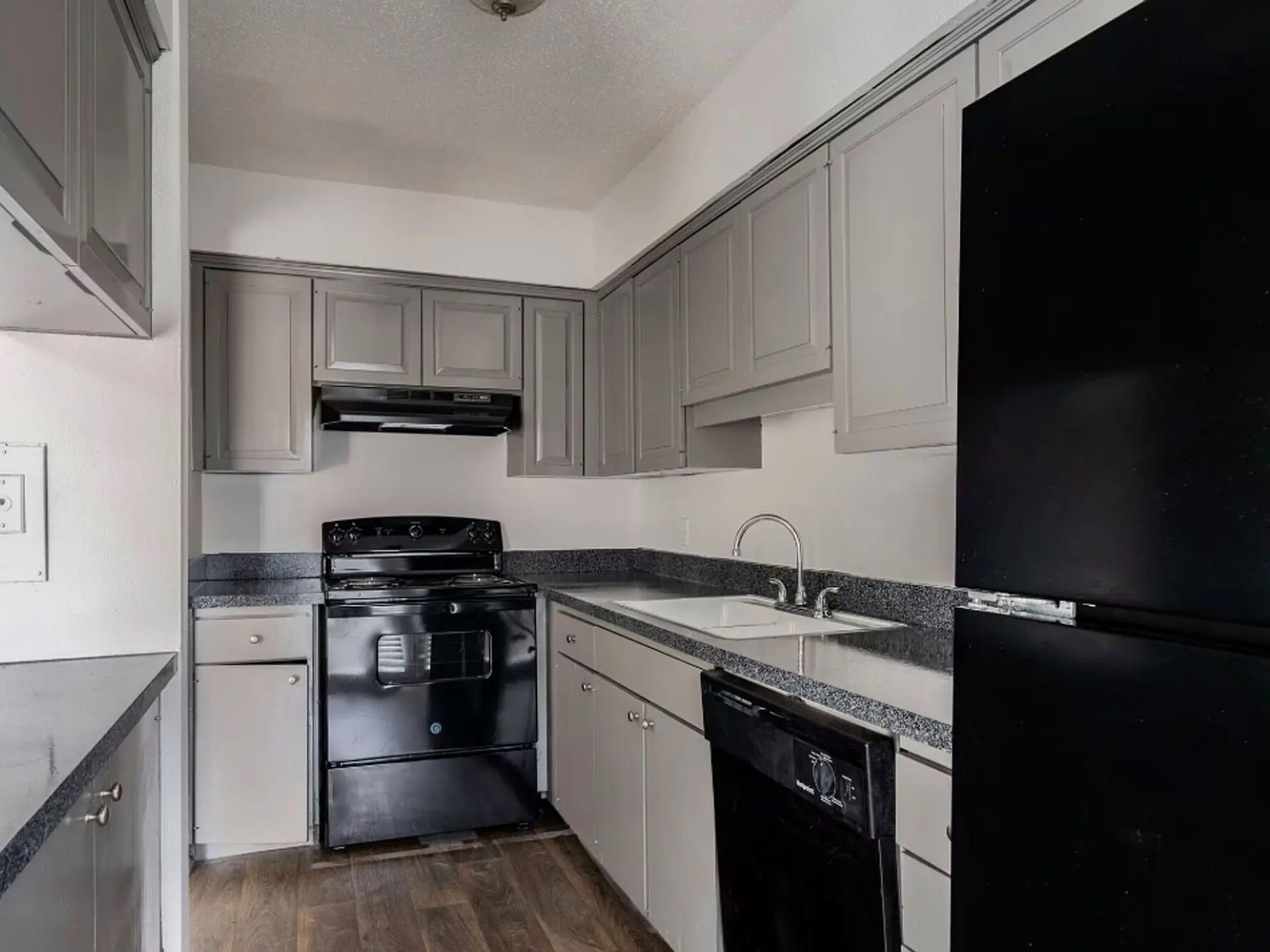 Kitchen interior with gray cabinetry